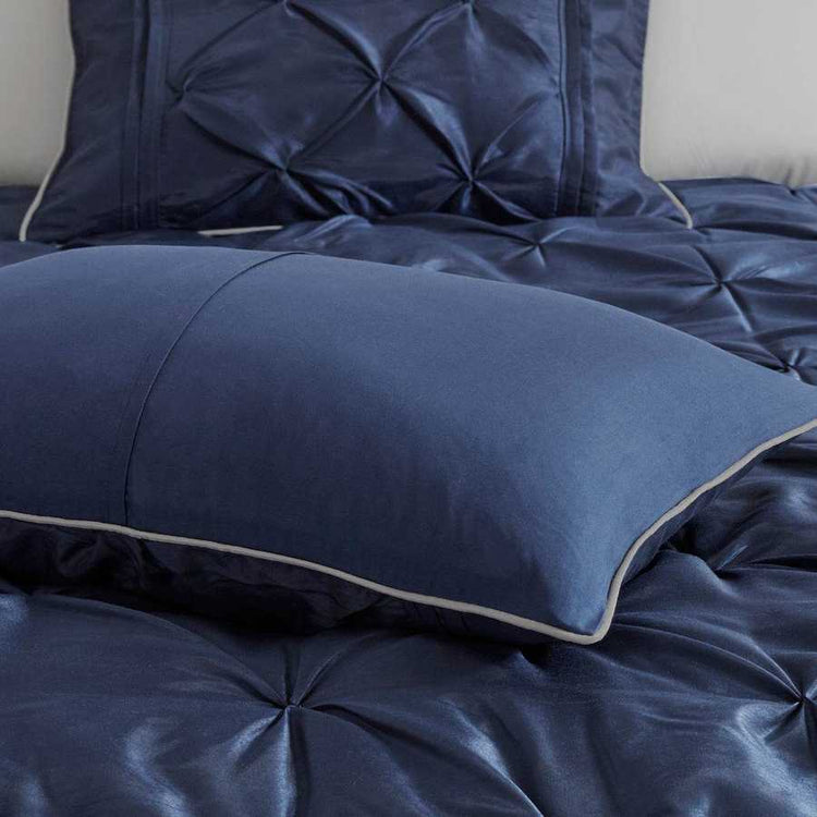 MLNshops Navy Luxury 7 piece tufted bedding set