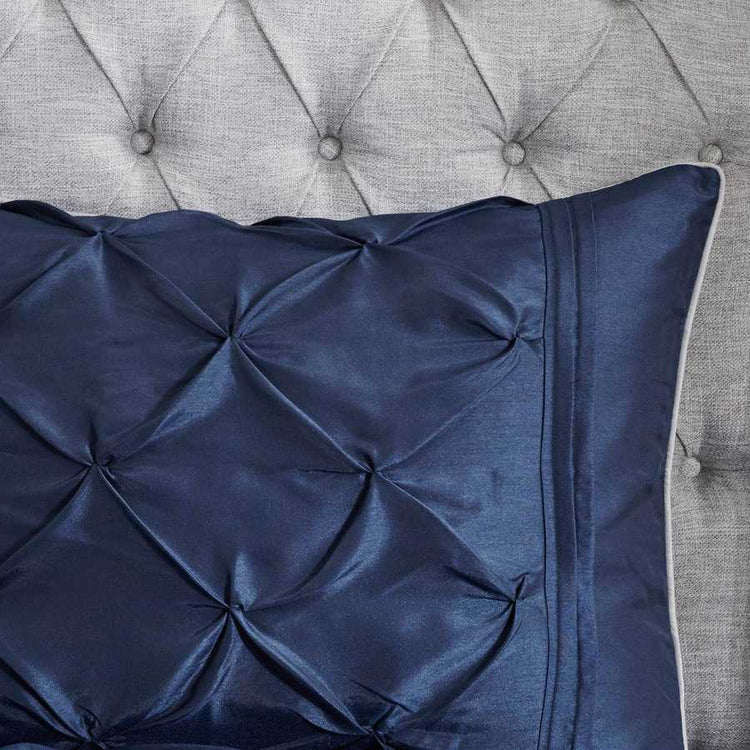 MLNshops Navy Luxury 7 piece tufted bedding set