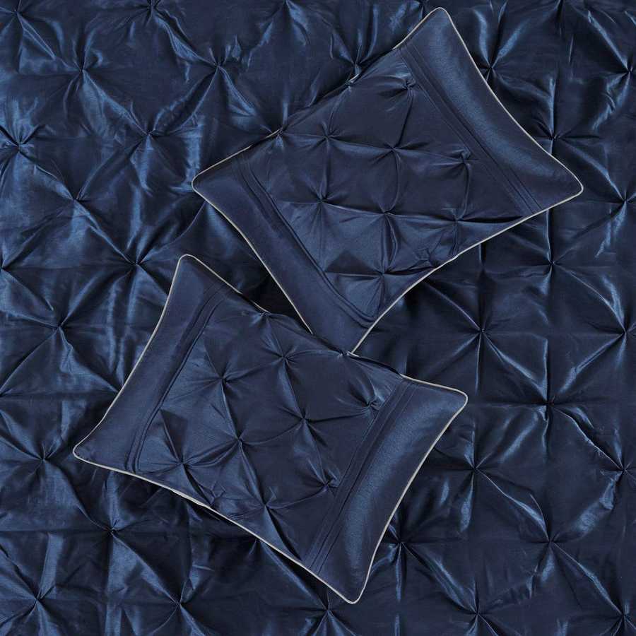 MLNshops Navy Luxury 7 piece tufted bedding set