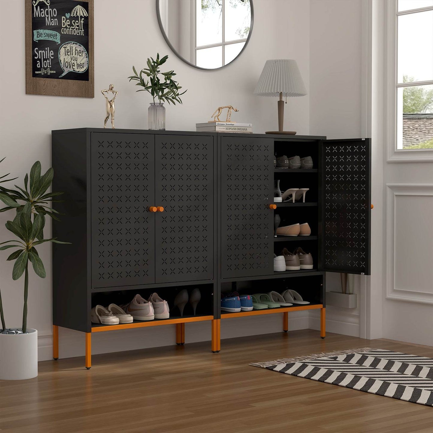 MLNshops Shoe Cabinet with Steel Handle - Stylish Storage