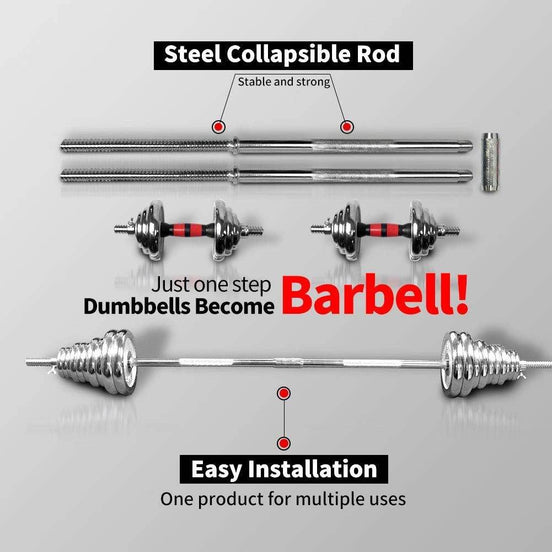 MLNshops Compact Dumbbell Set with Carry Box, 50kg Chrome