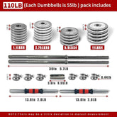 MLNshops Compact Dumbbell Set with Carry Box, 50kg Chrome