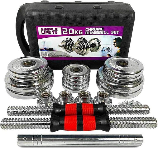MLNshops 20KG Chrome Dumbbell Set - Workout Dumbbells for Home Default