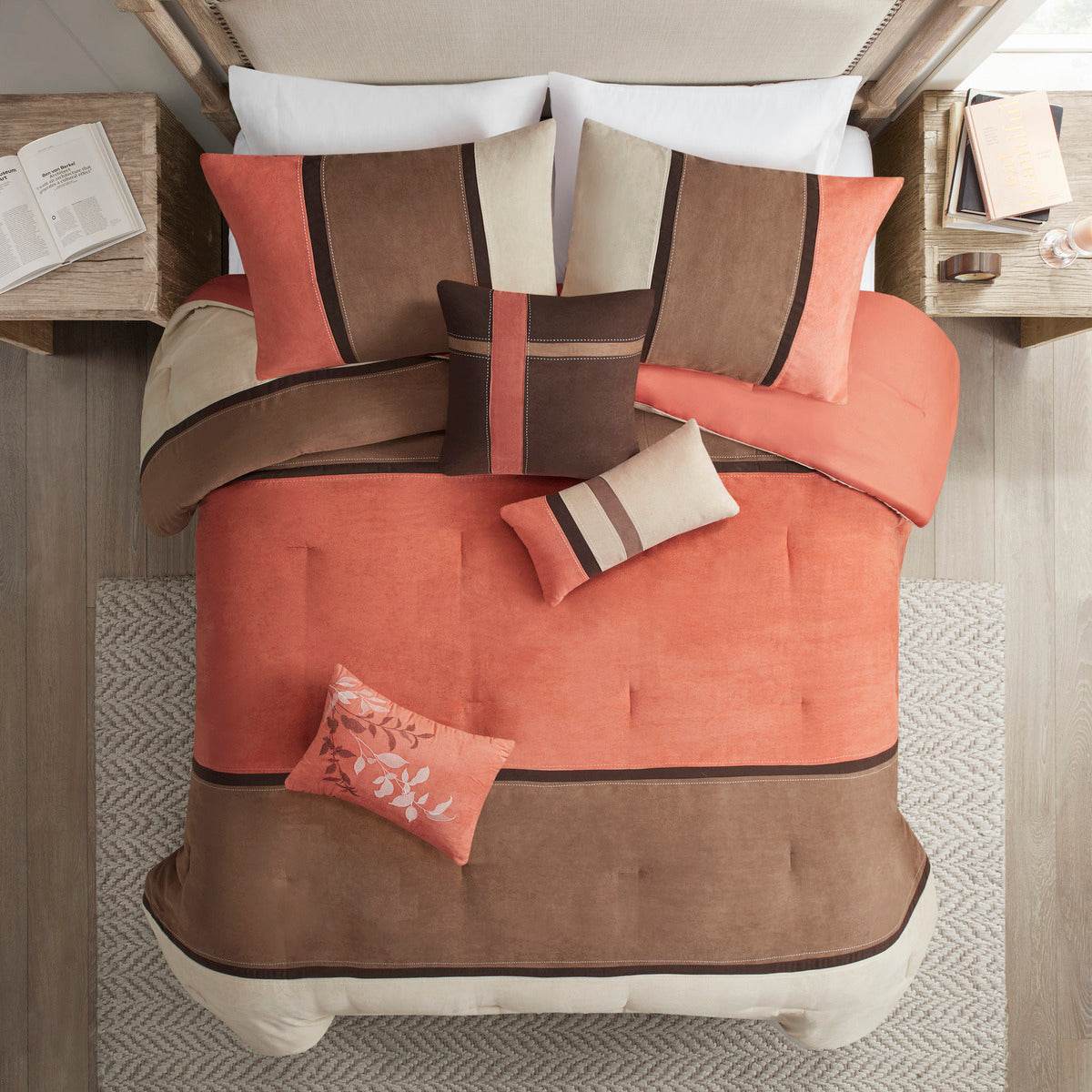 MLNshops coral king faux suede comforter set - Plush