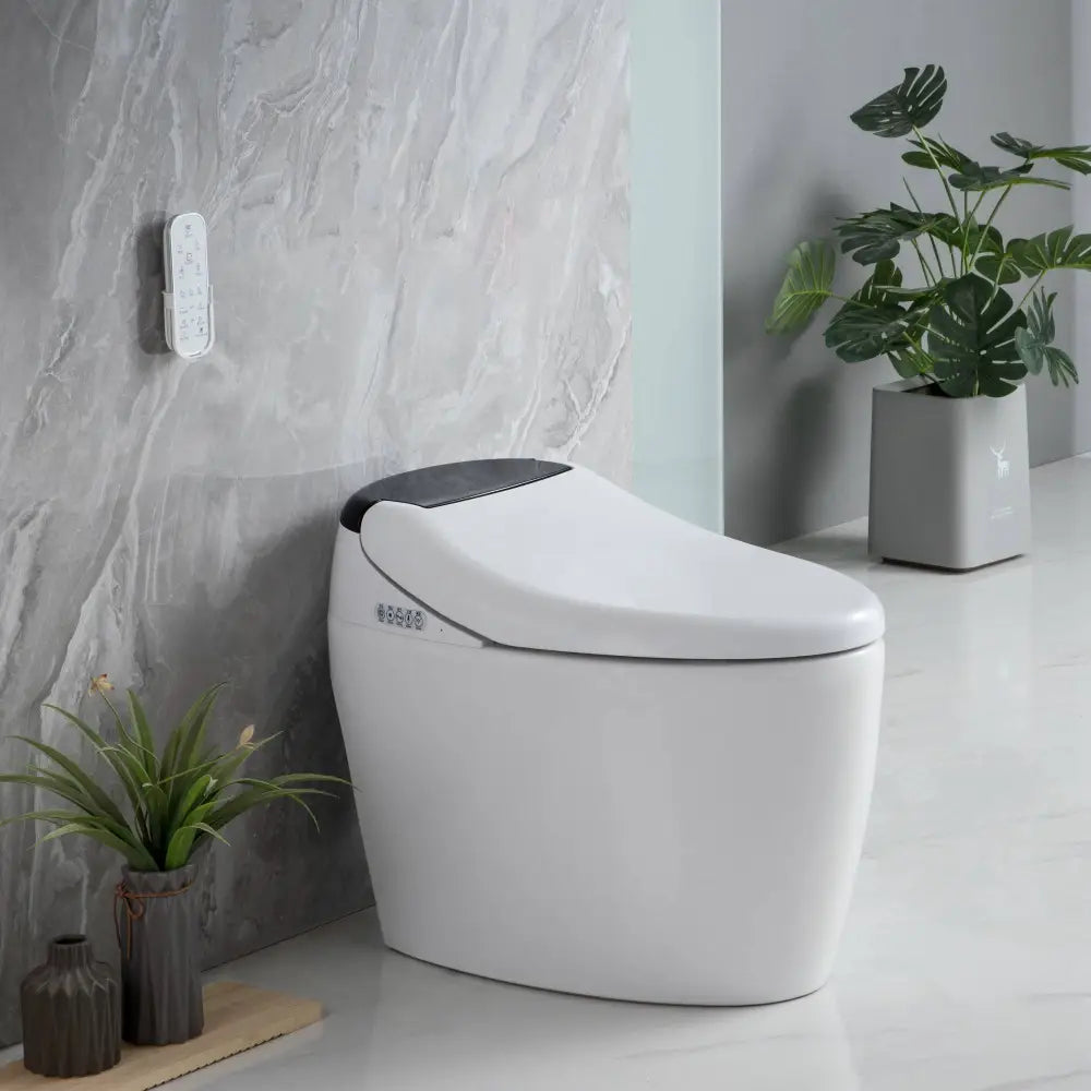 Smart Toilet with Bidet Built in, Smart Bidet Toilet Seat with AUTO Open & Close and Remote Control, Tankless Toilet with Full Wash, Kid Wash, Lady Care MLNshops]