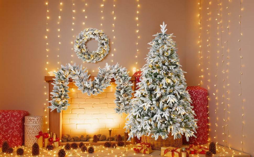 MLNshops Snow Flocked Christmas Decoration Set