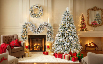 MLNshops Snow Flocked Christmas Decoration Set