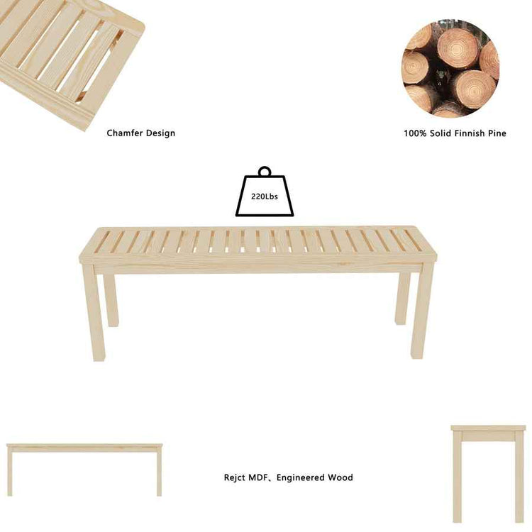 MLNshops Solid Wood Slatted Poolside Bench