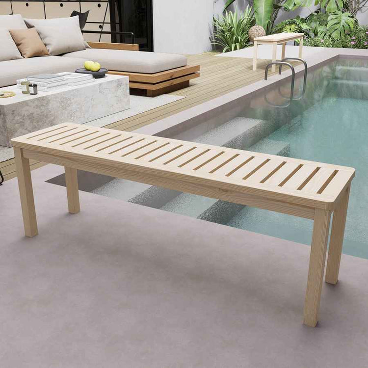 MLNshops Solid Wood Slatted Poolside Bench Default