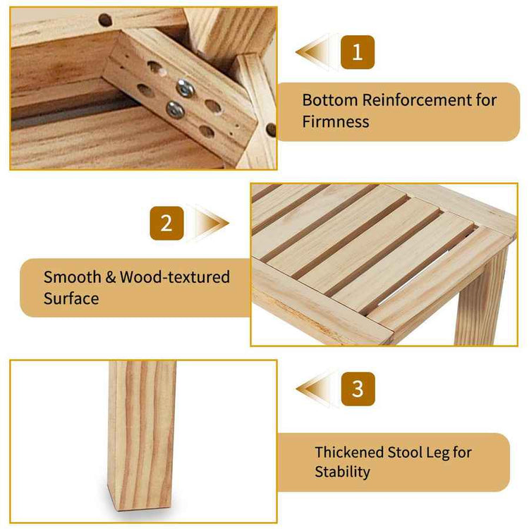 MLNshops Solid Wood Slatted Poolside Bench