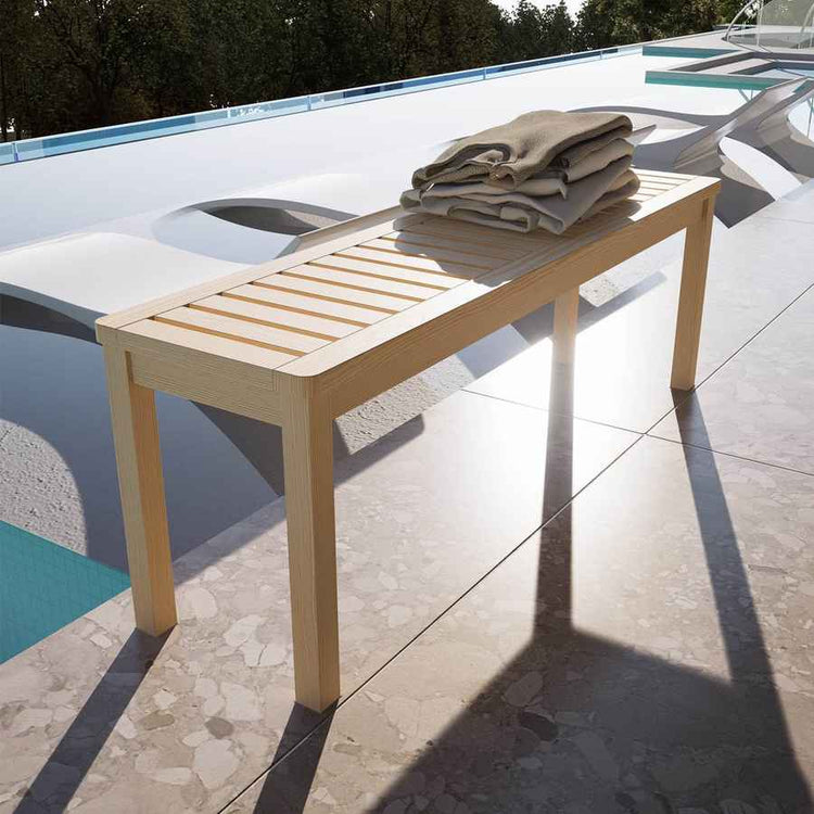 MLNshops Solid Wood Slatted Poolside Bench