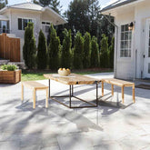 MLNshops Solid Wood Slatted Poolside Bench