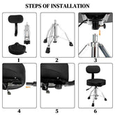 mlnshops hydraulic drum throne with backrest, adjustable