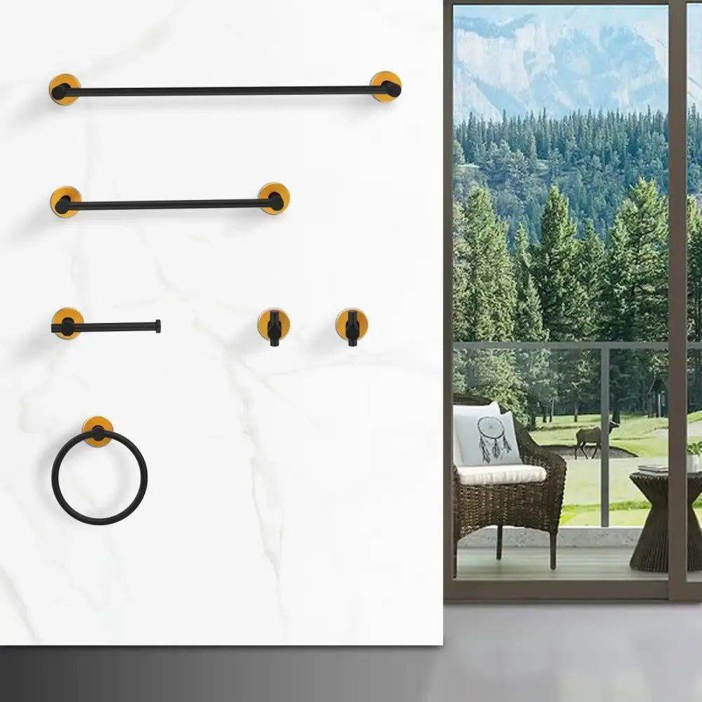 mlnshops Space Aluminum Towel Bar Set 6 Pcs - Modern Style