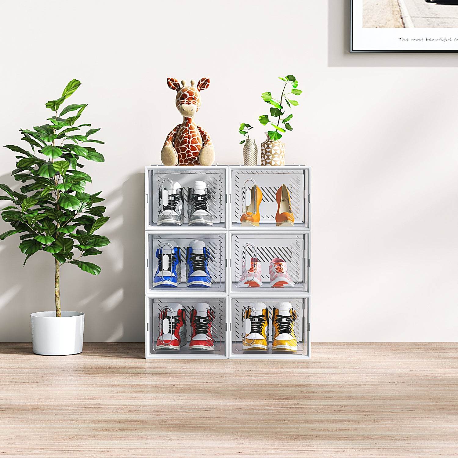mlnshops Stackable Shoe Storage Boxes Organizer Rack