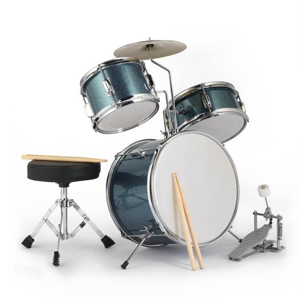 mlnshops junior drum kit for beginners - 3pc Blue Sparkle