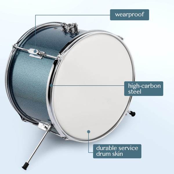 mlnshops junior drum kit for beginners - 3pc Blue Sparkle