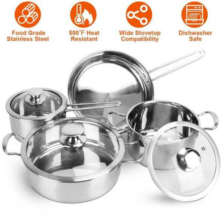 MLNshops Stainless Steel Cookware Set for All Cooking Needs