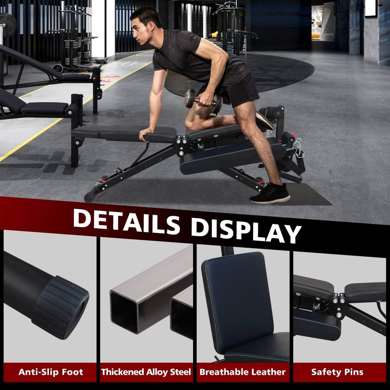 MLNshops Strength Training Bench Fitness Chair with Adjustable Support