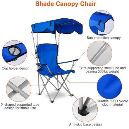 mlnshops Sun Protection Camping Chair with Canopy