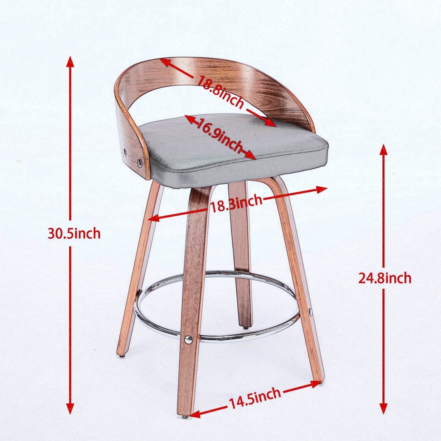 MLNshops Swivel Bar Stools Set of 2 with Wooden Frame
