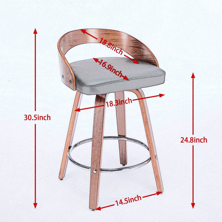 MLNshops Swivel Bar Stools Set of 2 with Wooden Frame