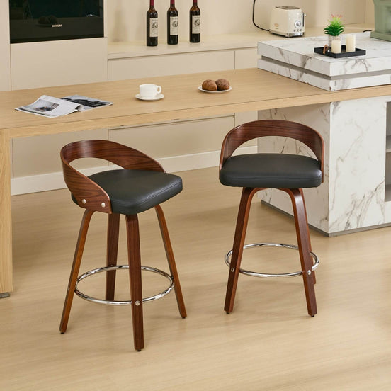 MLNshops Swivel Bar Stools Set of 2 with Wooden Frame Default