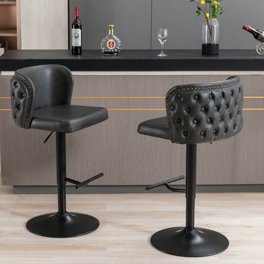 MLNshops Swivel Barstools with Tufted Back - Adjustable Height - MLNshops