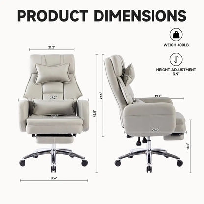 Swivel Ergonomic Office Chair, Technology Leather High Back Office Chair with Lumbar Support Headrest, Sedentary Comfortable Boss Chair (Color: Grey) MLNshops]