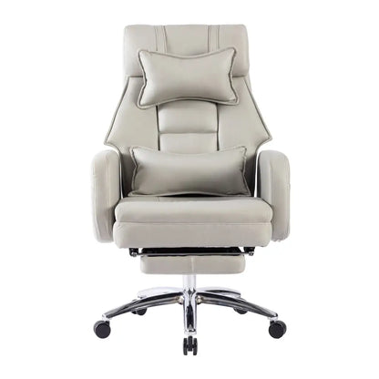 Swivel Ergonomic Office Chair, Technology Leather High Back Office Chair with Lumbar Support Headrest, Sedentary Comfortable Boss Chair (Color: Grey) MLNshops]