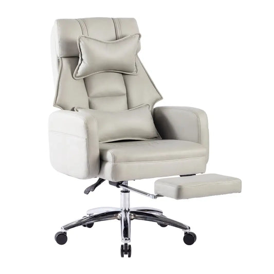 Swivel Ergonomic Office Chair, Technology Leather High Back Office Chair with Lumbar Support Headrest, Sedentary Comfortable Boss Chair (Color: Grey) MLNshops]