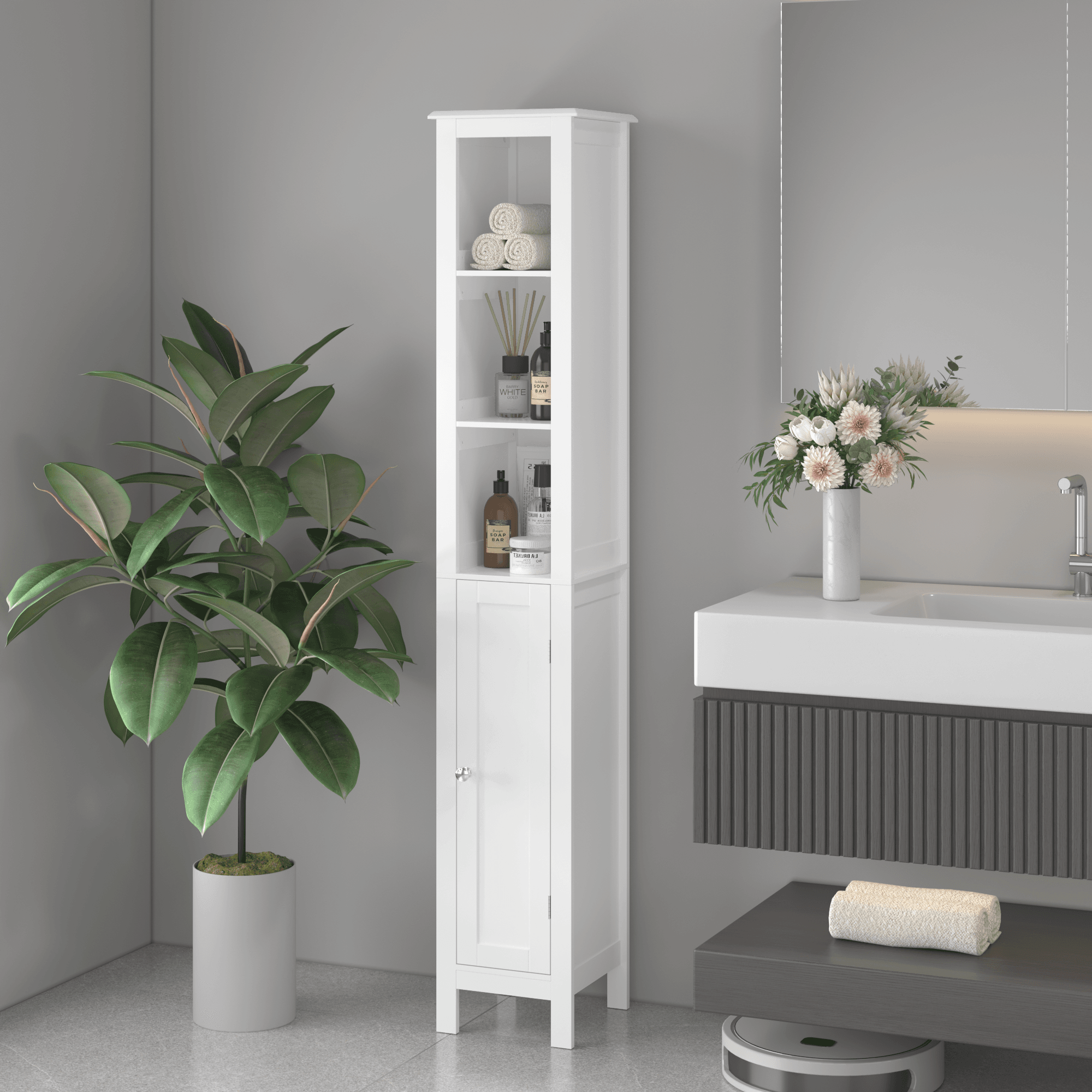 MLNshops Tall Bathroom Storage Cabinet - Stylish & Functional