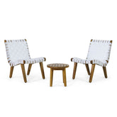 MLNshops 3-Piece White Teak Patio Set for Outdoor Relaxation