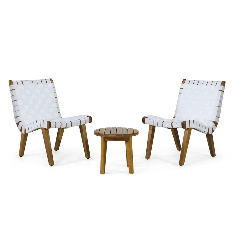 MLNshops 3-Piece White Teak Patio Set for Outdoor Relaxation