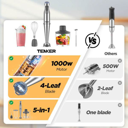MLNshops 1000W Immersion Hand Blender with Attachments