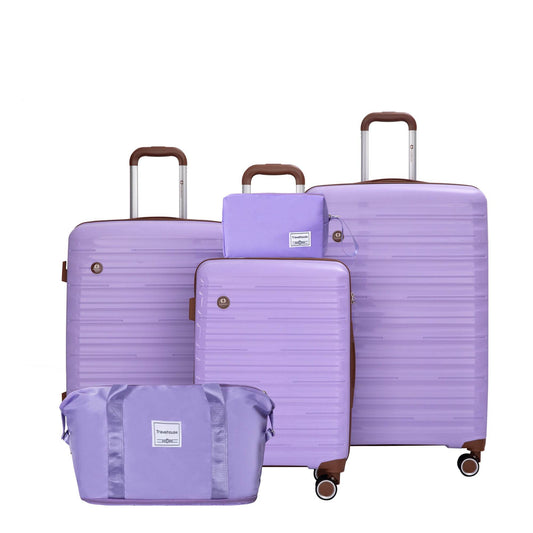 MLNshops 5 Piece Suitcase Set with TSA Lock, Purple Default