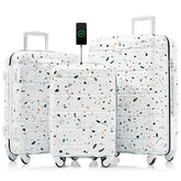 MLNshops 3 Piece Hard Shell Luggage Set with USB Port Default
