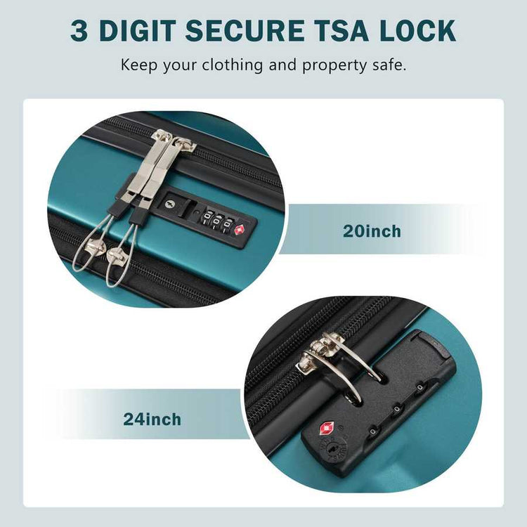 MLNshops expandable hardside suitcase with USB port - 3pc