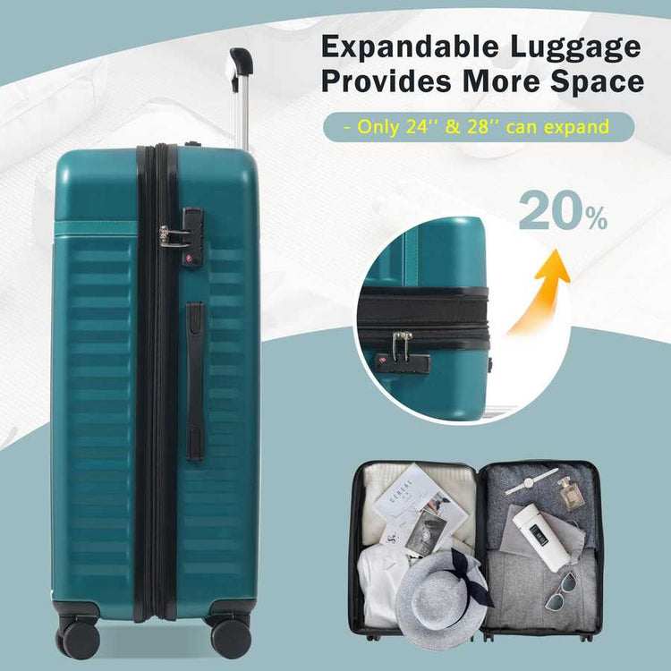 MLNshops expandable hardside suitcase with USB port - 3pc