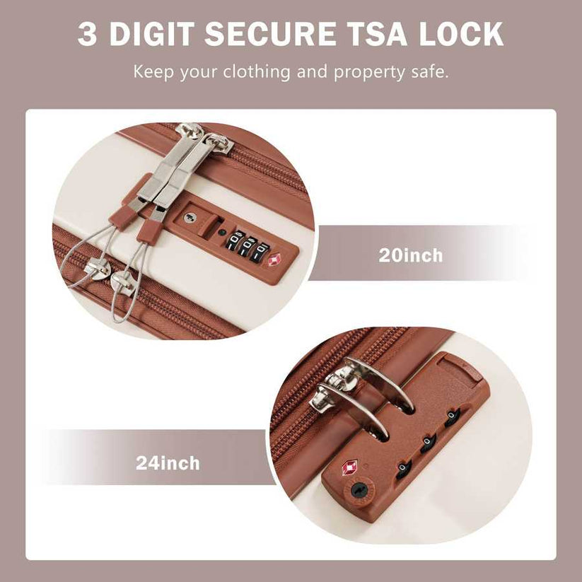 TSA lock on hardshell 3 piece luggage set