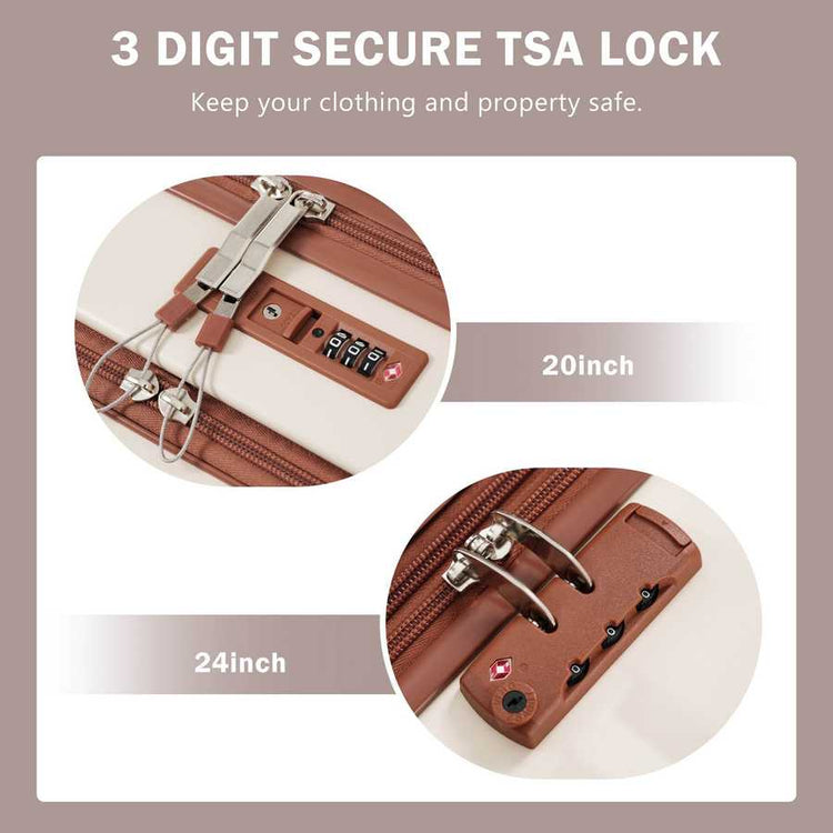 MLNshops 3-Piece front opening luggage set - Hardshell USB