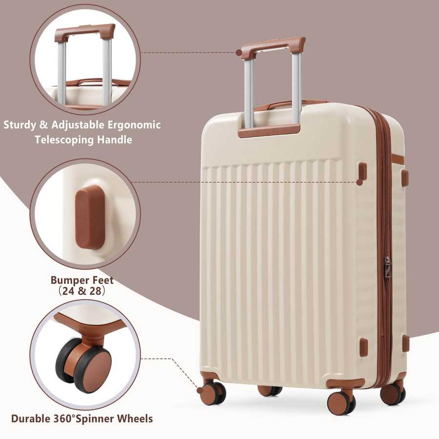 MLNshops 3-Piece front opening luggage set - Hardshell USB