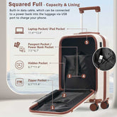 MLNshops 3-Piece front opening luggage set - Hardshell USB