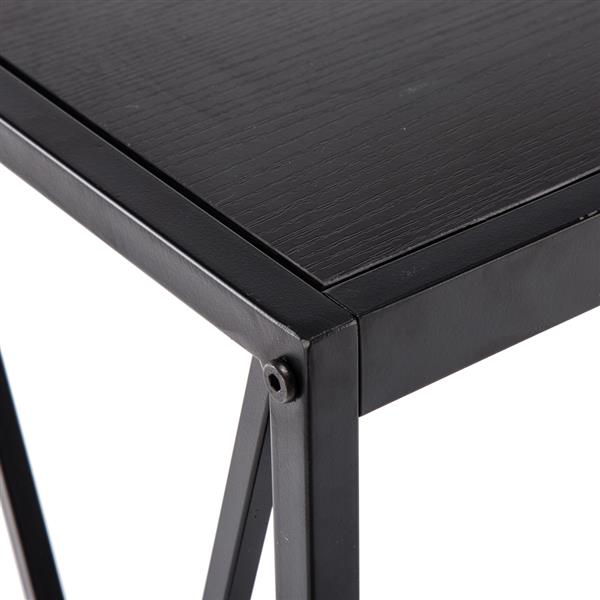 Triamine Board Cross Iron Frame Porch Table Sofa Side Table Black Wood Grain MLNshops]