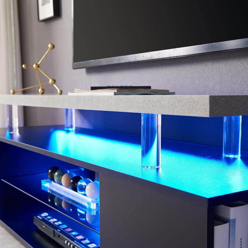 Modern TV stand close-up top view lighting