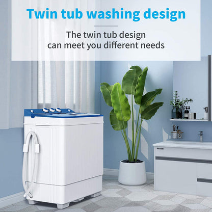 Twin Tub with Built-in Drain Pump XPB65-2288S 26Lbs Semi-automatic Twin Tube Washing Machine MLNshops]