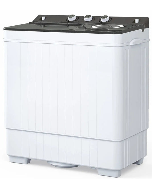 Twin Tub with Built-in Drain Pump XPB65-2288S 26Lbs Semi-automatic Twin Tube Washing Machine for Apartment, White & Grey MLNshops]