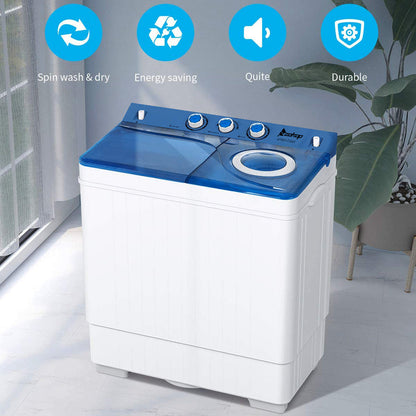 Twin Tub with Built-in Drain Pump XPB65-2288S 26Lbs Semi-automatic Twin Tube Washing Machine MLNshops]