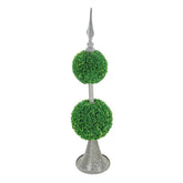 Two-Tiered Boxwood Sphere Decor with Metal Stand