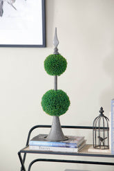Two-Tiered Boxwood Sphere Decor with Metal Stand